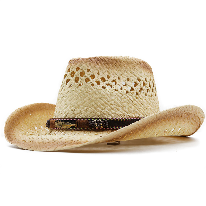Bucket Hat Straw - Panama Weiche handgemachte Cowboy Strohhut Sommer